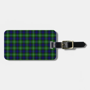 Lamont tartan blue green plaid luggage tag