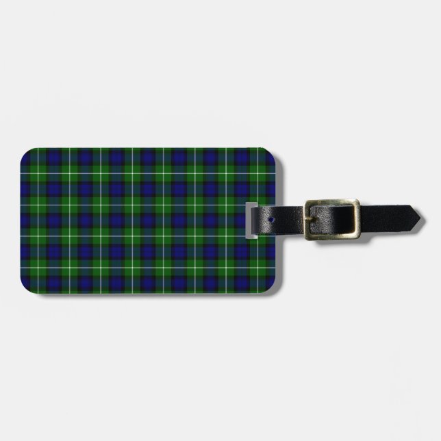 Lamont tartan blue green plaid luggage tag (Front Horizontal)