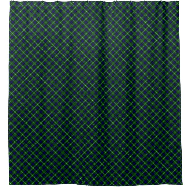 Lamont tartan blue green plaid shower curtain (Front)