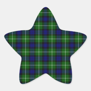 Lamont tartan blue green plaid star sticker
