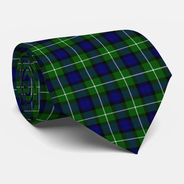 Lamont tartan blue green plaid tie (Rolled)