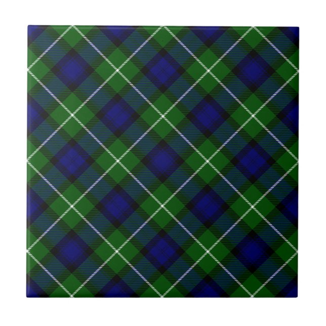 Lamont tartan blue green plaid tile (Front)