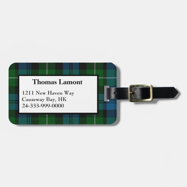 Lamont Tartan Plaid Luggage Tag (Front Horizontal)