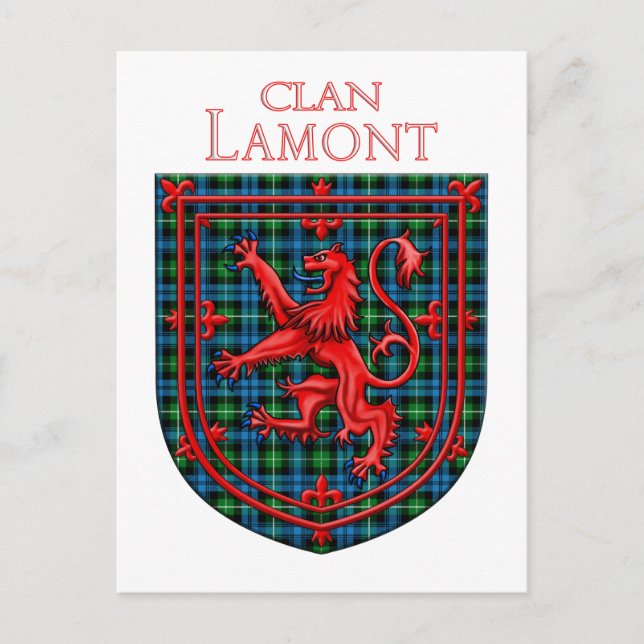 Lamont Tartan Scottish Plaid Lion Rampant Postcard (Front)
