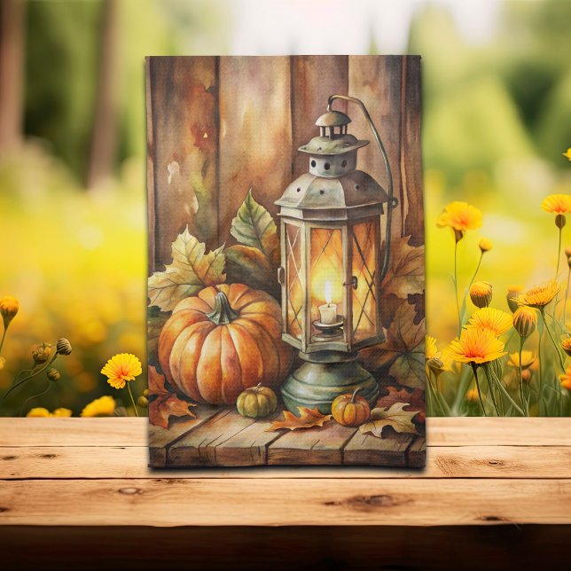 Lamp and Pumpkins Fall Tea Towel (Creator Uploaded)