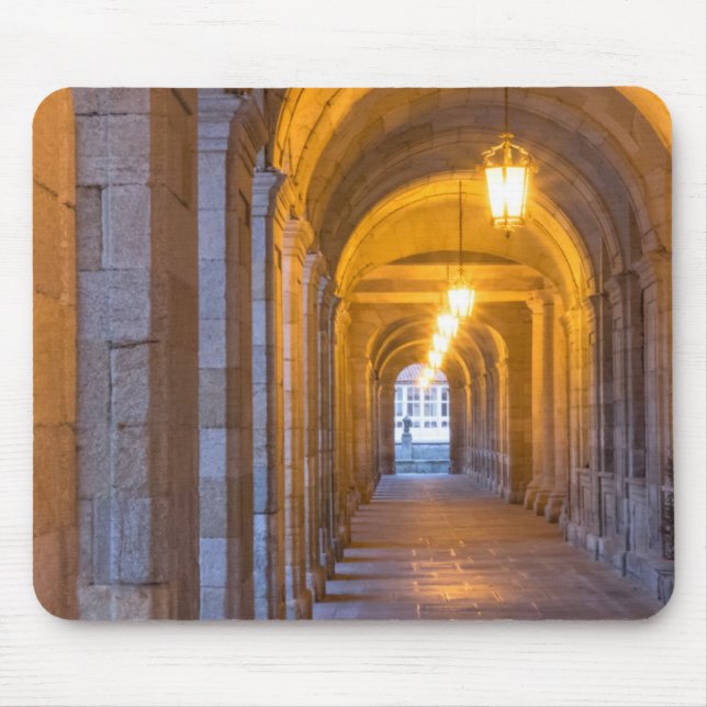 Lamp lit stone hallway, spain mouse pad (Front)