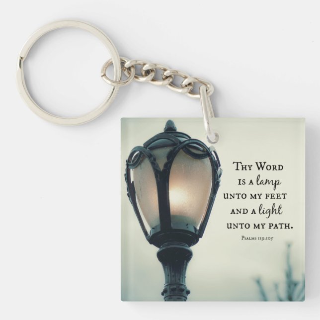 Lamp unto my Feet, Light unto my Path Bible Verse Key Ring (Front)