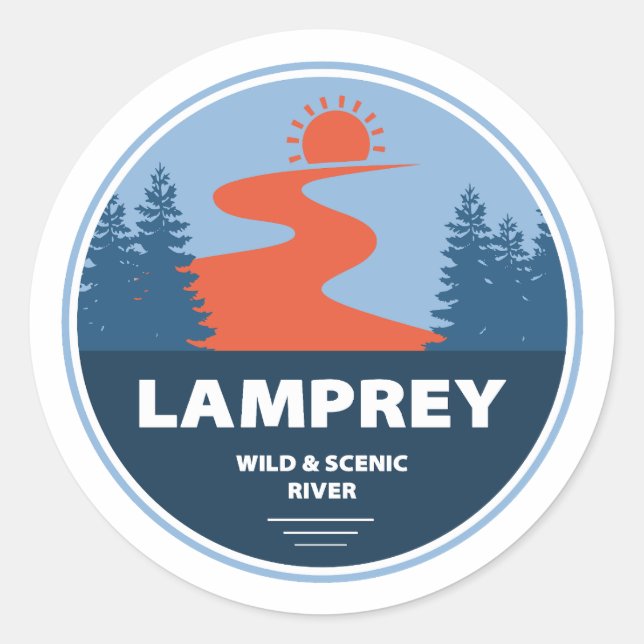 Lamprey Wild And Scenic River New Hampshire Classic Round Sticker (Front)
