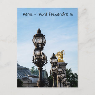 Lamps on Pont Alexandre III - Paris, France Postcard