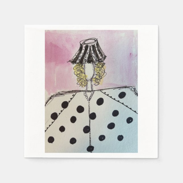 Lampshade Lady Cocktail Napkins (Front)