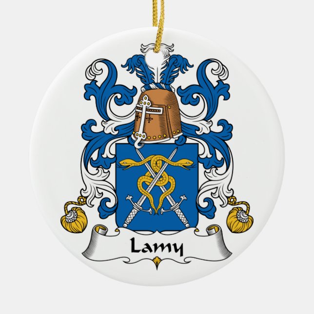 Lamy Family Crest Ceramic Tree Decoration (Front)