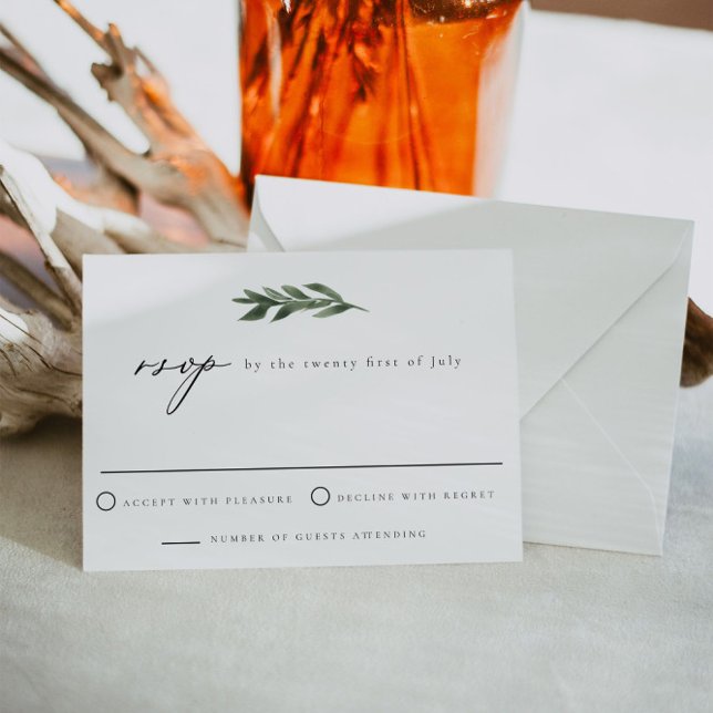 Lana - Minimal Bohemian Watercolor Greenery RSVP Invitation (Creator Uploaded)