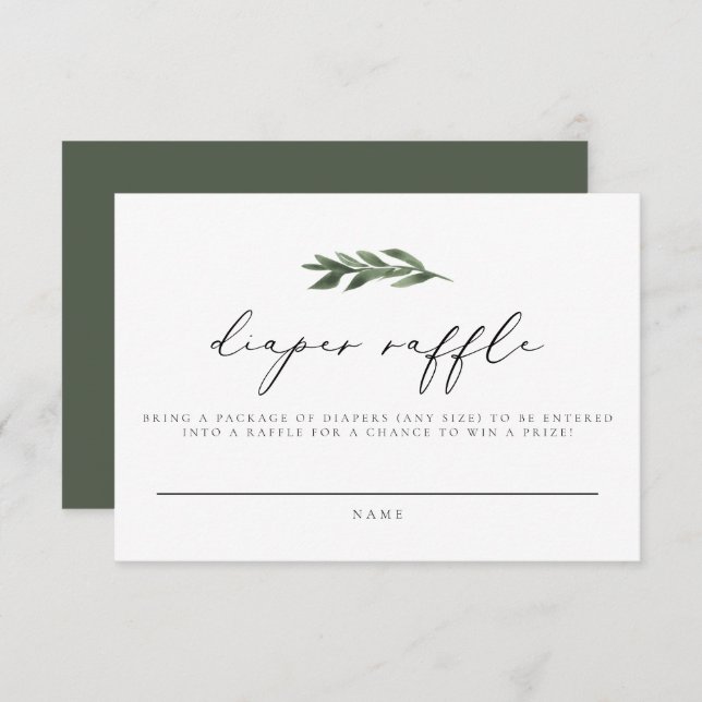 LANA-Minimalist Boho Greenery Diaper Ticket Invitation (Front/Back)