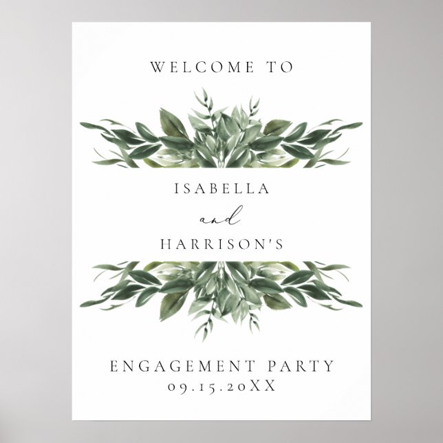LANA Modern Bohemian Greenery Engagement Welcome Poster (Front)