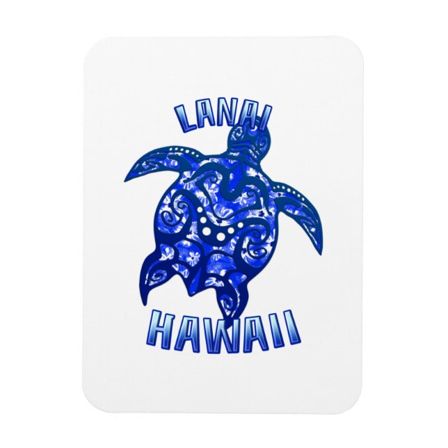 Lanai Hawaii Vacation Tribal Turtle Magnet (Vertical)