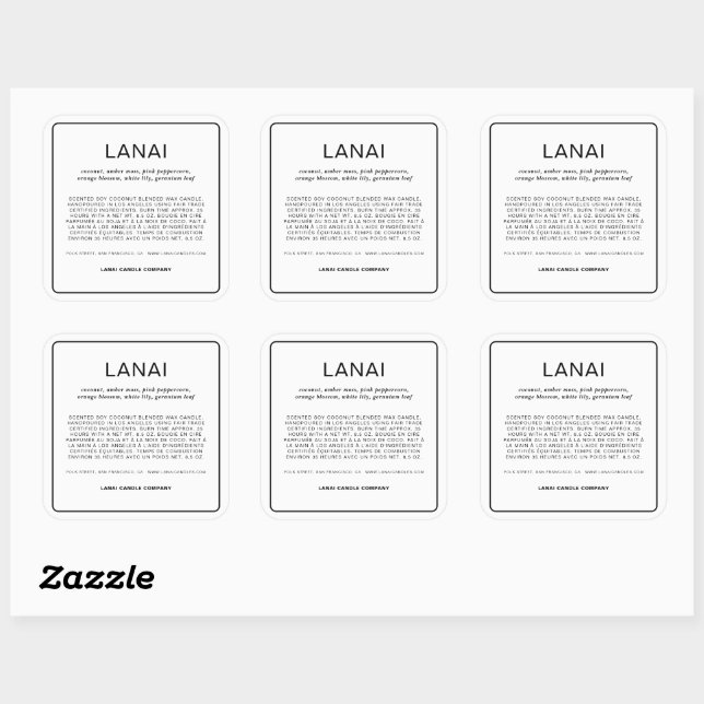Lanai Matte Sticker Labels 3"x3" (Sheet)