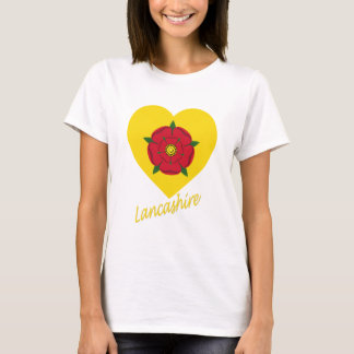 Lancashire Flag Heart with Name T-Shirt