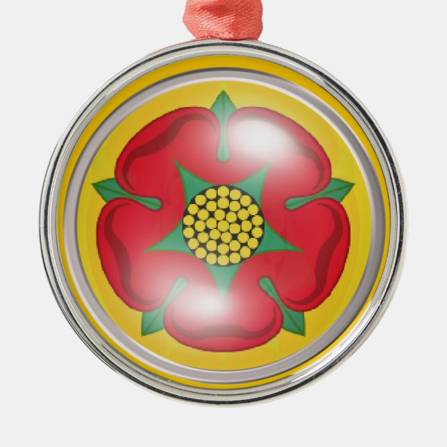 Lancashire Flag (Rose) Metal Tree Decoration (Front)