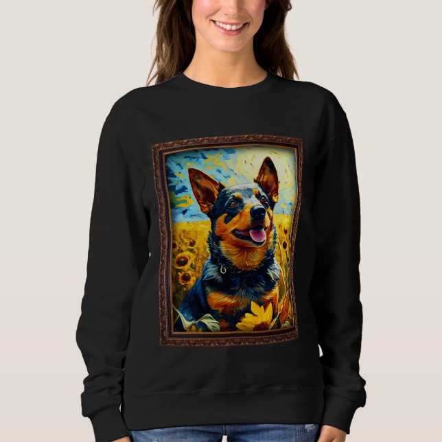 Lancashire Heeler Painting Sunflower Flower Mom Wo Sweatshirt (Front)