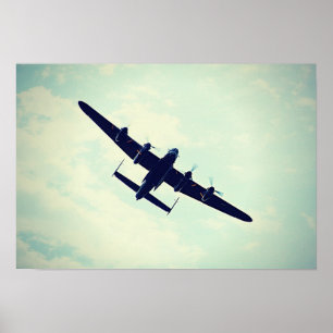 Lancaster Bomber In Flight. Poster