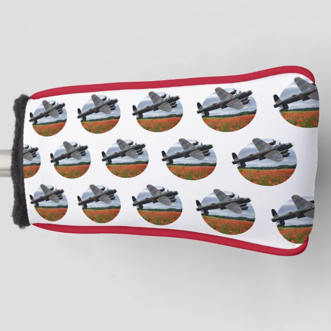 Lancaster Bomber Over A Poppy Field Golf Head Cover (Front)