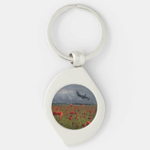 Lancaster Bomber Over A Poppy Key Ring