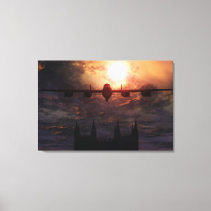 Lancaster Bomber Over Lincoln Cathedral Canvas Print