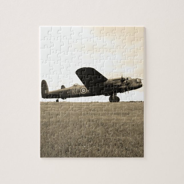 Lancaster Bomber Sepia Tone Jigsaw Puzzle (Vertical)