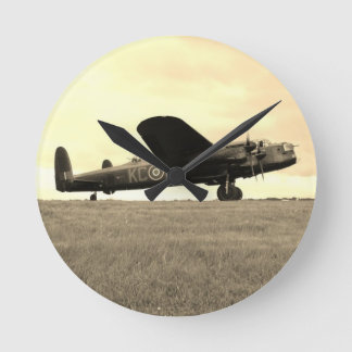 Lancaster Bomber Sepia Tone Round Clock
