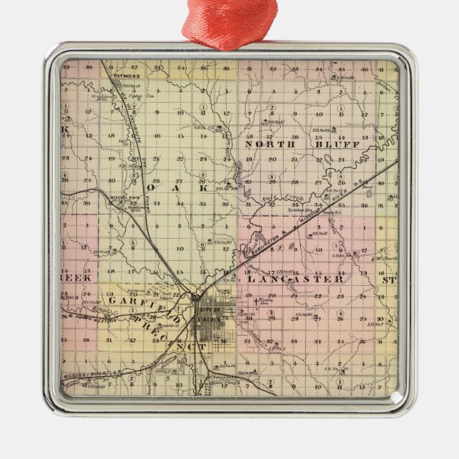 Lancaster County, Nebraska Metal Tree Decoration (Front)