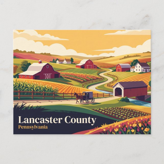 Lancaster County Pennsylvania Postcard (Front)