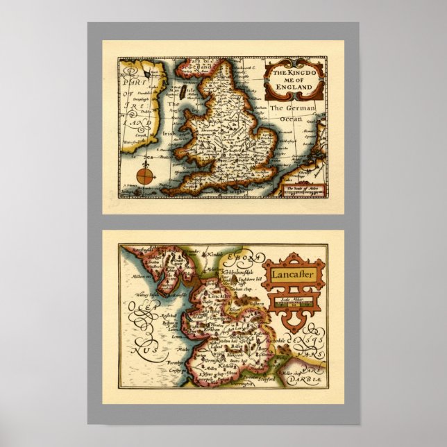 "Lancaster" Lancashire County Map Poster (Front)