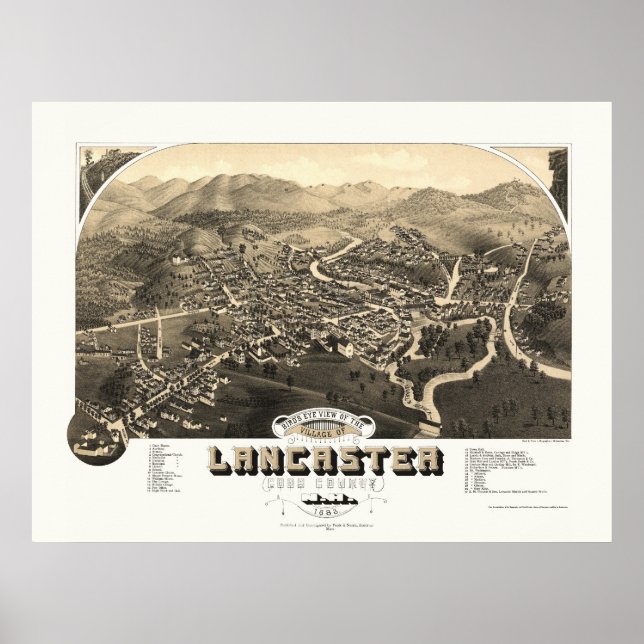 Lancaster, NH Panoramic Map - 1883 Poster (Front)
