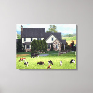 Lancaster PA - Family Farm With Cows in Pasture Canvas Print