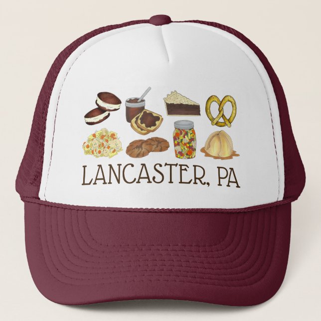Lancaster, PA Pennsylvania Dutch Amish Foods Trucker Hat (Front)