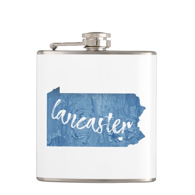 Lancaster Pennsylvania Wood Grain Hip Flask (Front)
