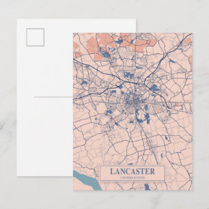 Lancaster United States Breezy City Map Travel Postcard