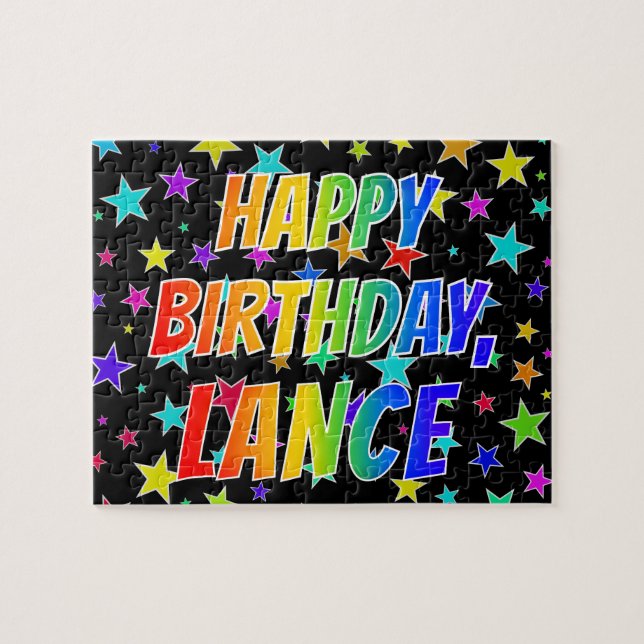 "LANCE" First Name, Fun "HAPPY BIRTHDAY" Jigsaw Puzzle (Horizontal)