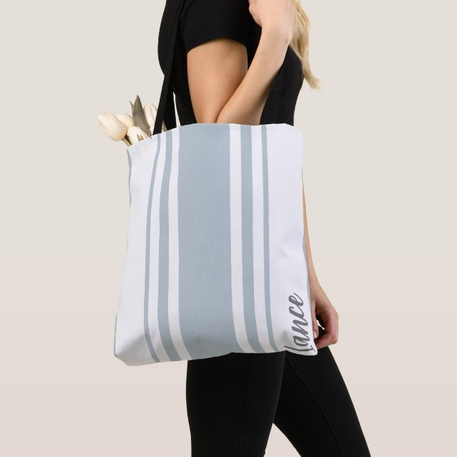 Lance Minimalist Stripes Monogram Tote Bag (Close Up)