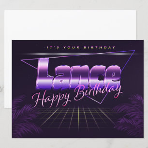 Lance Name Vorname lila retro Karte Geburtstag Card