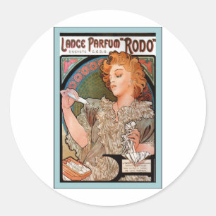 Lance Parfum ~ Rodo ~ Alphonse Mucha Classic Round Sticker
