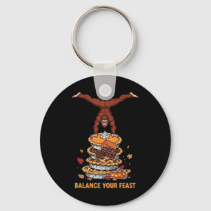 Lance Your Feast Funny Thanksgiving Bigfoot Yoga Key Ring