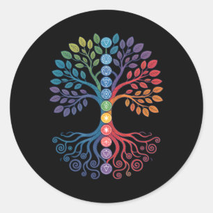 Lanced Realms Sacred Geometry Tree Mandala Chakra Classic Round Sticker