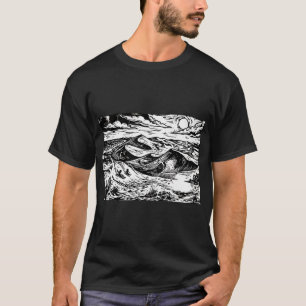 Lancelin Sand Dunes Woodcut Style Western Australi T-Shirt