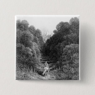 Lancelot approaches the Castle at Astolat 15 Cm Square Badge
