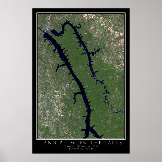 Land Between the Lakes National Park Satellite Map Poster (Front)