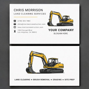 Land Clearing Excavation Excavator Construction Business Card