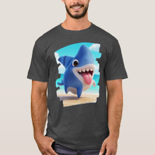 Land Half Cute Dog Half Whimsical Shark 3D retro T-Shirt