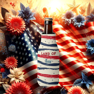 Land Of Free American Independence Day Shabby Chic Bottle Cooler