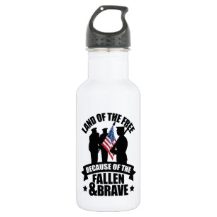 Land of Free Because of Fallen & Brave 532 Ml Water Bottle